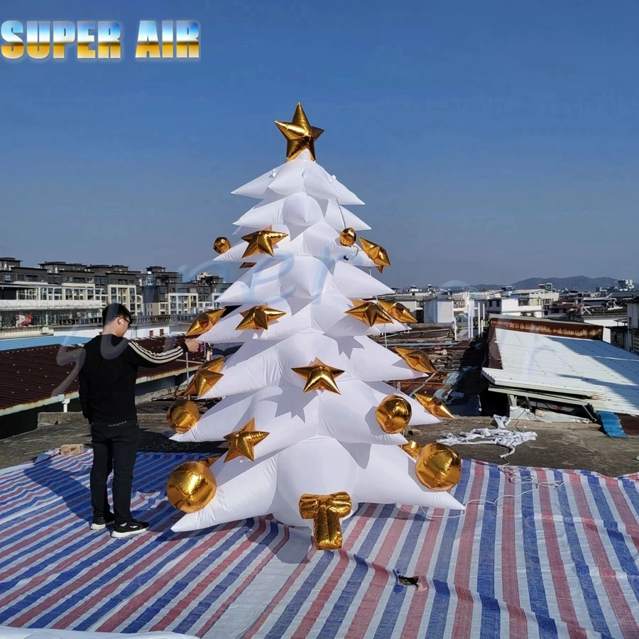 Hign-quality oxford cloth inflatable white Christmas tree for Christmas activities snowman winter yard decoratio