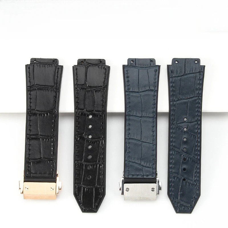 Genuine Leather Bamboo Weave Pattern Watch Strap for Men.Baoyubai Big Bang Fusion Silicone Rubber Watch Chain19mm26mm