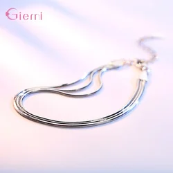 Fashion Popular 925 Sterling Silver Multi Layer Snake Chain Bracelet for Women Girl Birthday Gift Trendy Jewelry Ornaments