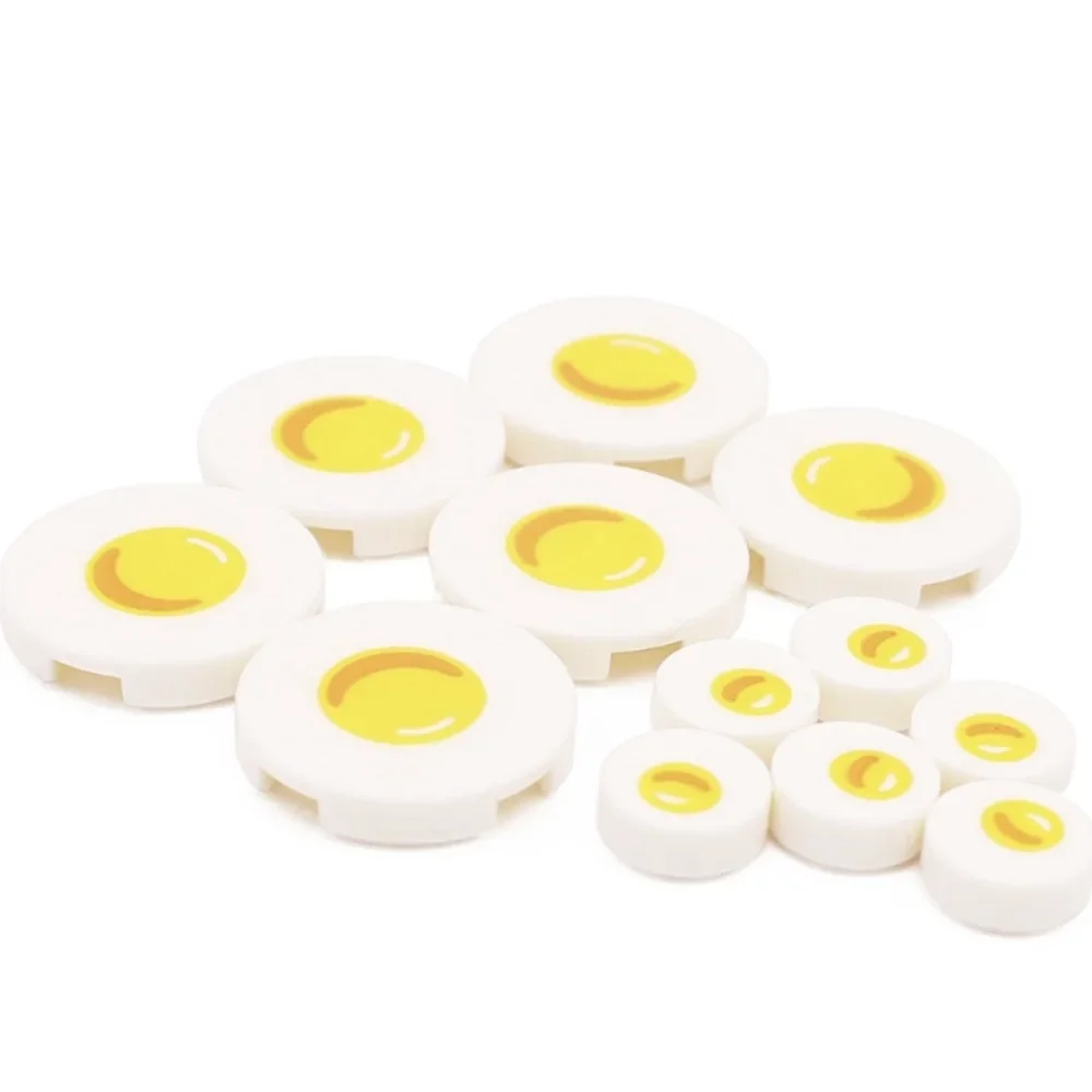 

10 pieces of printed 98138 fried egg breakfast pattern printed Moc building block particles toys as DIY gifts
