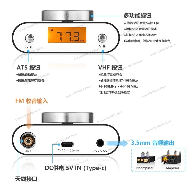 For FM FM Radio Head SI4730 Chip Stereo Broadcast, Manual Automatic Search with Display Screen Car Outdoor