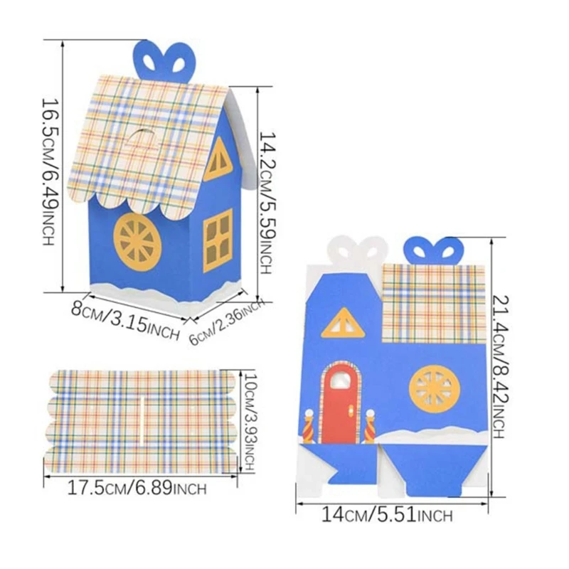 Bulk 24Pcs Festival House Pattern Paper Gift Boxes Holiday Candy Packaging For Parties Family And DIY Crafts