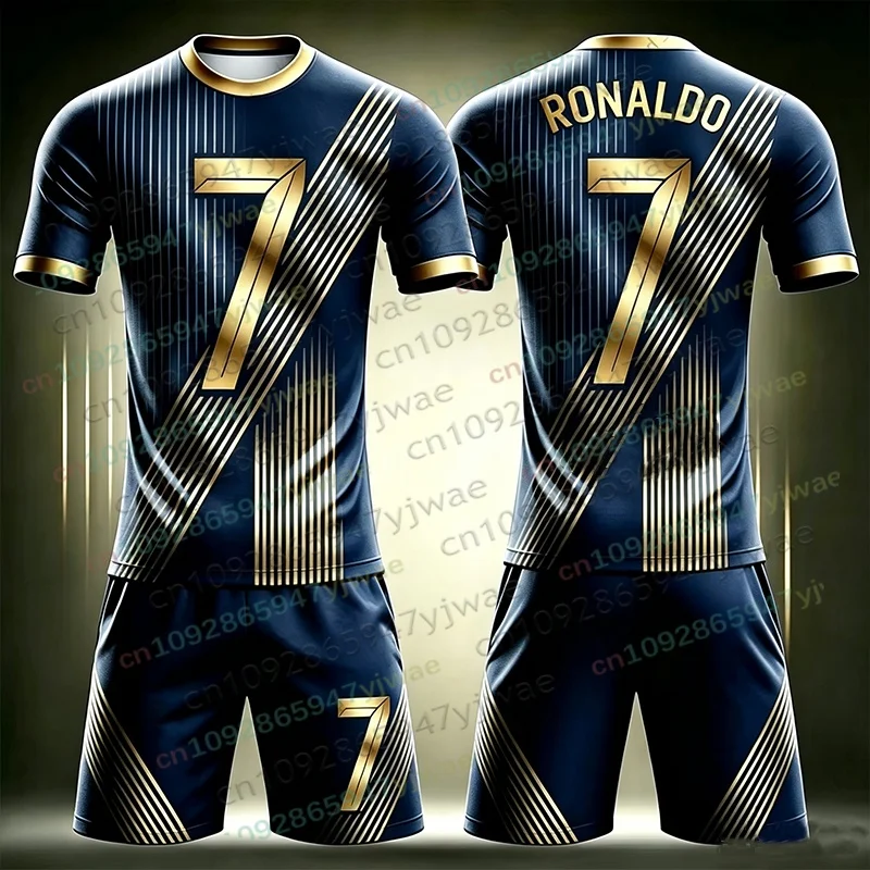 Special Edition Ronaldo No.7 Football Jersey Tee Shorts Set Women Men Sportwear Harajuku Summer Casual Kid Tshirt Or 2 Piece Set