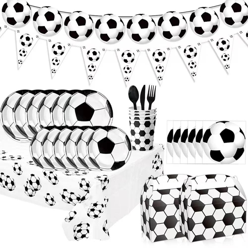 

Soccer Party Supplies Soccer Theme Foil Balloon Cups Plates Tablecloth Cake Decorationfor Boys Birthday Sports Party Decorations