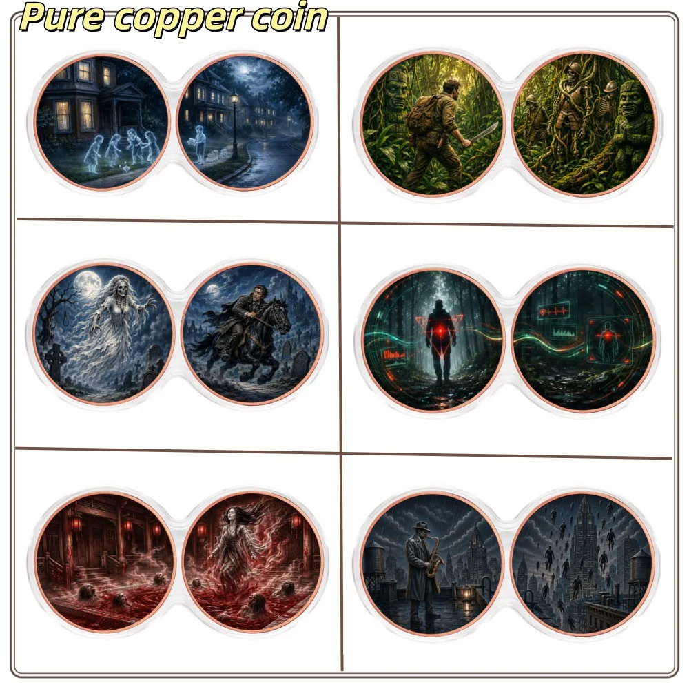19 modèles, 1 oz, créatures mythiques, pièces de collection en cuivre pur 999, capsule infini, têtes de mort, fantômes, artisanat imprimé en couleur, cadeau