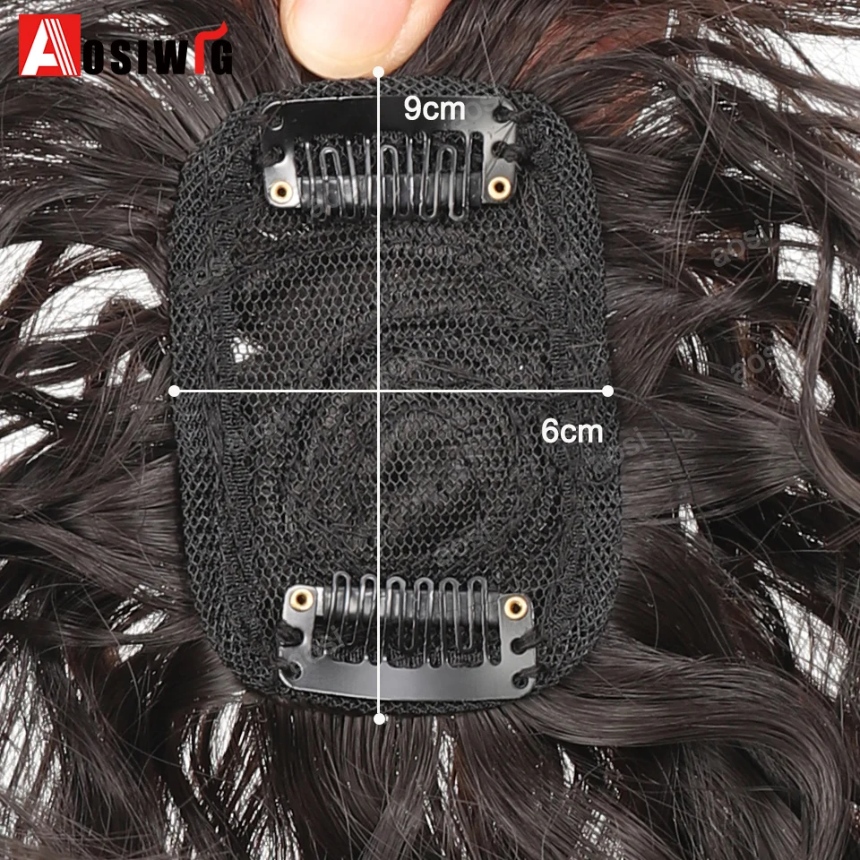 3D Bangs Invisible Short Curly Synthetic Topper Wigs Seamless Clip Ins Hair With 2 Clips Increase Hair Volume Cover White Hair