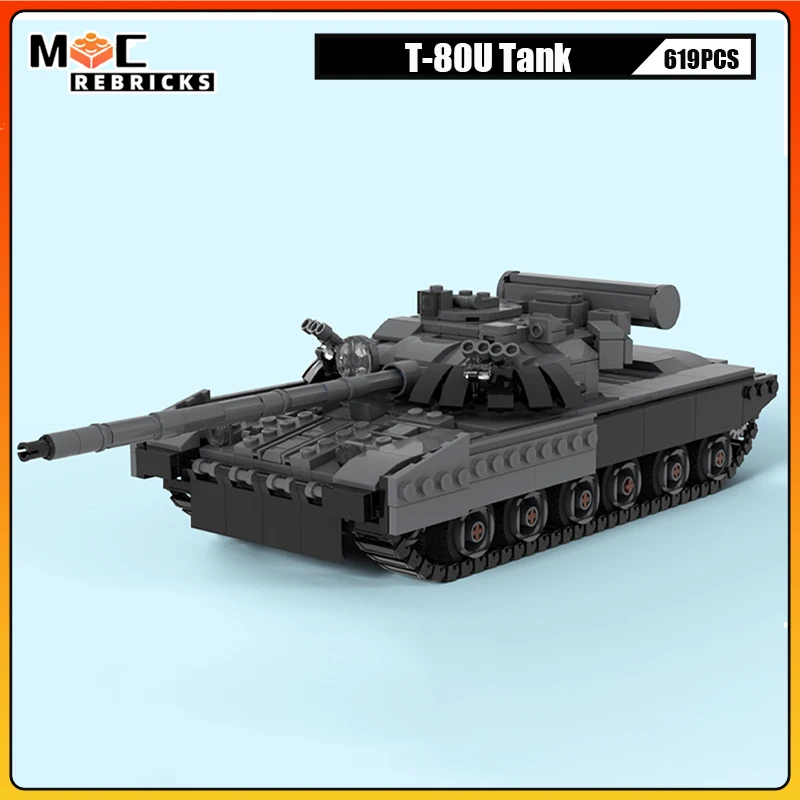 

WW2 T-80U Main Battle Tank MOC Technology Building Blocks Military Weapon Series Model Expert Collection Display Kid Bricks Toys