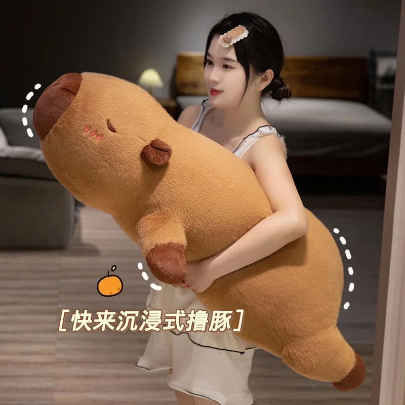 Papaya Capibara throw pillow with otter plush toy for girls' bed as a companion pillow for sleeping, girlfriend's birthday gift - view 6