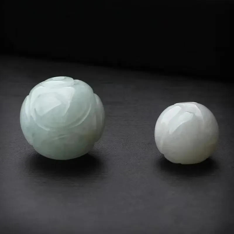 4A Natural Jade Jadeite Lotus Crystal Single Bead DIY Jewelry