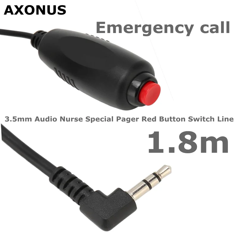 6 feet 90-Degree Angle 3.5mm Audio Nurse Special Pager Red Button Switch Line Emergency Call Button Line For Hospital Bed