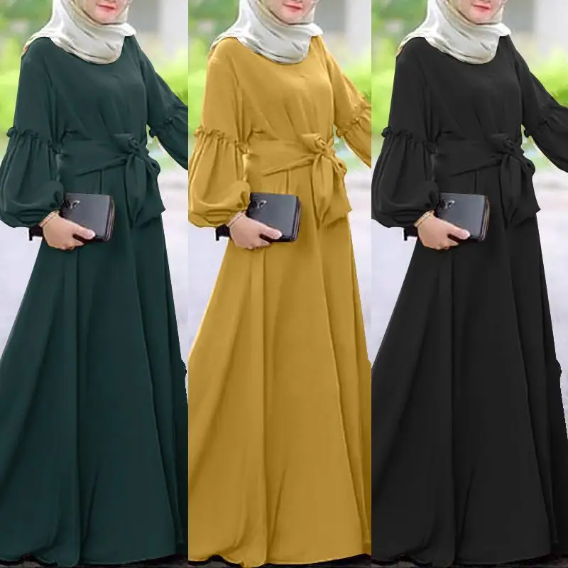 

Muslims Women Dress Dubai Abayas for Women 2022 Turkish European and American Robe Woman Abaya New Ruffles Elegant Long Skirt