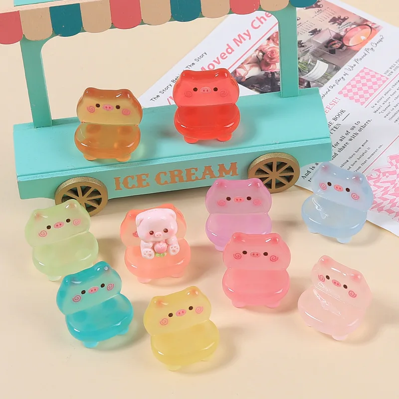 10pcs/lot Cute 3D Pig Chair Resin Cabochon Garden Ornaments Decoration Scrapbook Crafts DIY Miniature Doll House Accessories