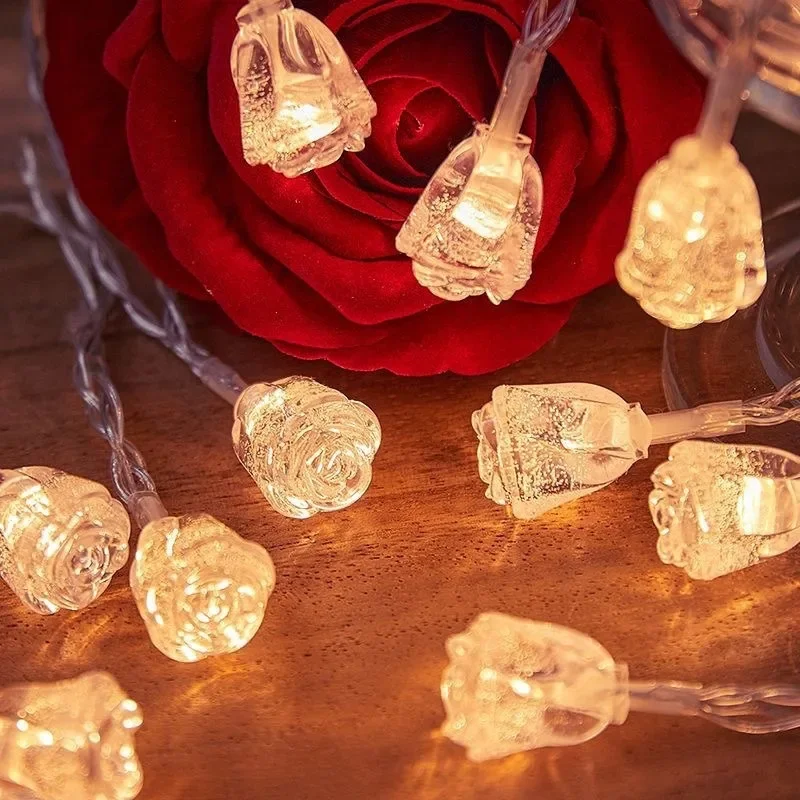 1.5M 3M คริสตัล Rose 10/20LEDS Fairy String ไฟดอกไม้ String โคมไฟแบตเตอรี่ขับเคลื่อนสําหรับคริสต์มาสกลางแจ้งตกแต่ง Garland