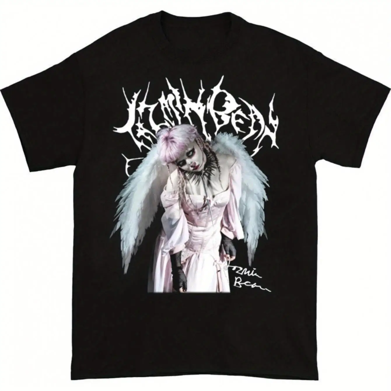 Camiseta de Hombre 2026 con Estampado de Cantante Jazmin Bean, Diseño Gótico Bohemio con Alas, Estampado Artístico, Corte Ajustado, Color Negro, Ropa Casual para Fanáticos de la Música