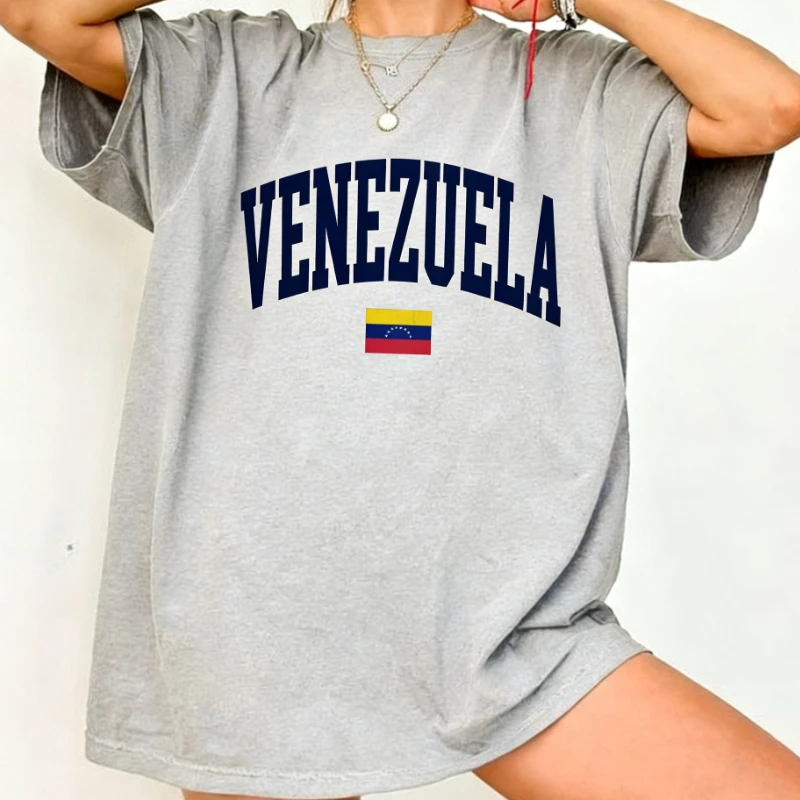 Distressed Venezuela Unisex T-Shirt Vintage Varsity Style Venezolanische Flagge Grafik T-Shirt Lateinamerika Geschenk Bedrucktes T-Shirt Tops