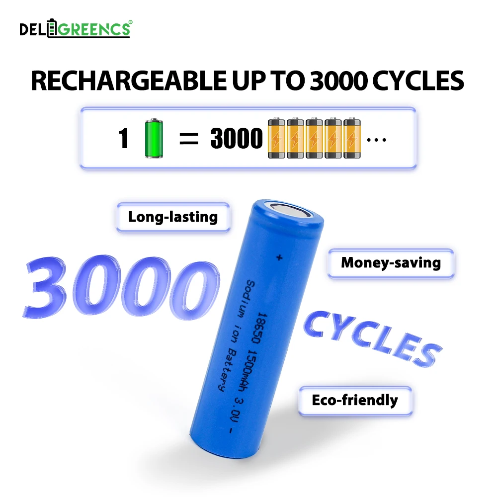 Grade A 18650 Sodium-ion Battery 1500mAH 3.1V Rechargeable Battery 5C 10C Discharge High Power 3000 Cycles For Electric Scooters