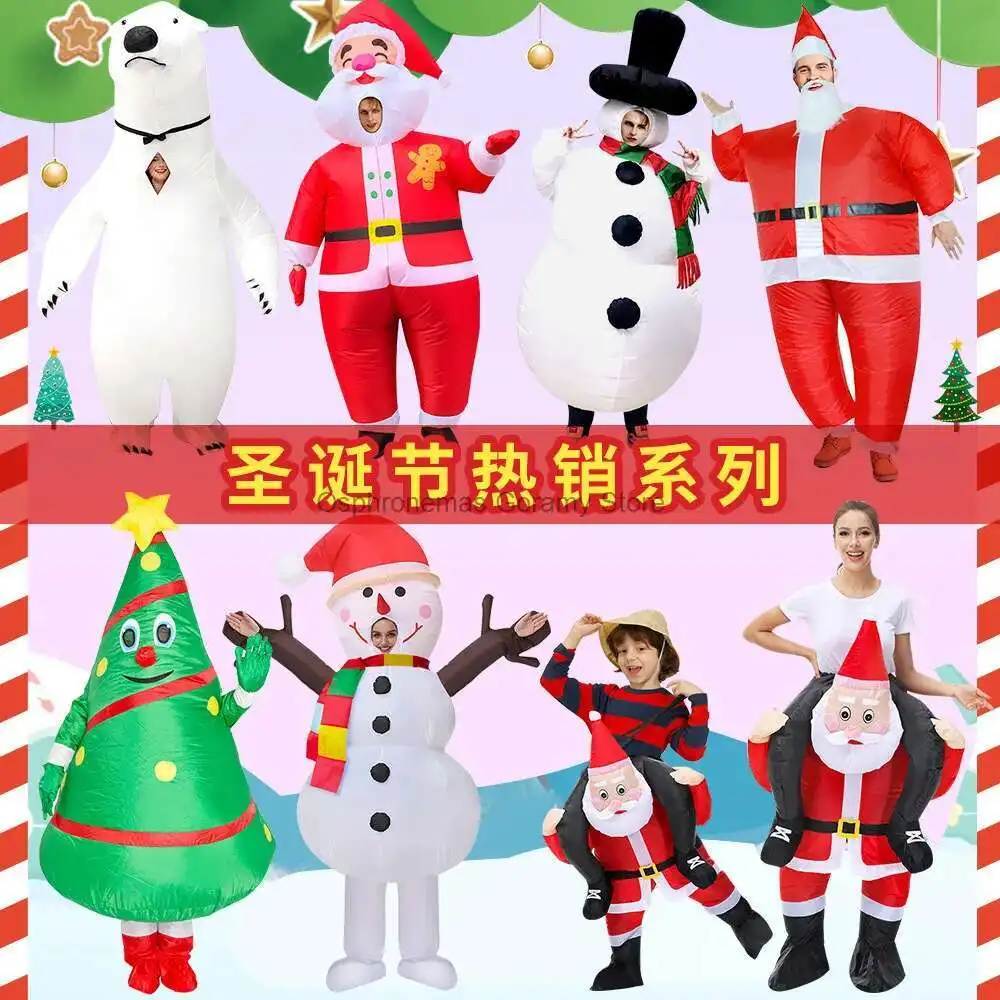 

Christmas Tree Inflatable Costume Santa Claus Inflated Costume Christmas Snowman Doll Costume Props Party Cosplay