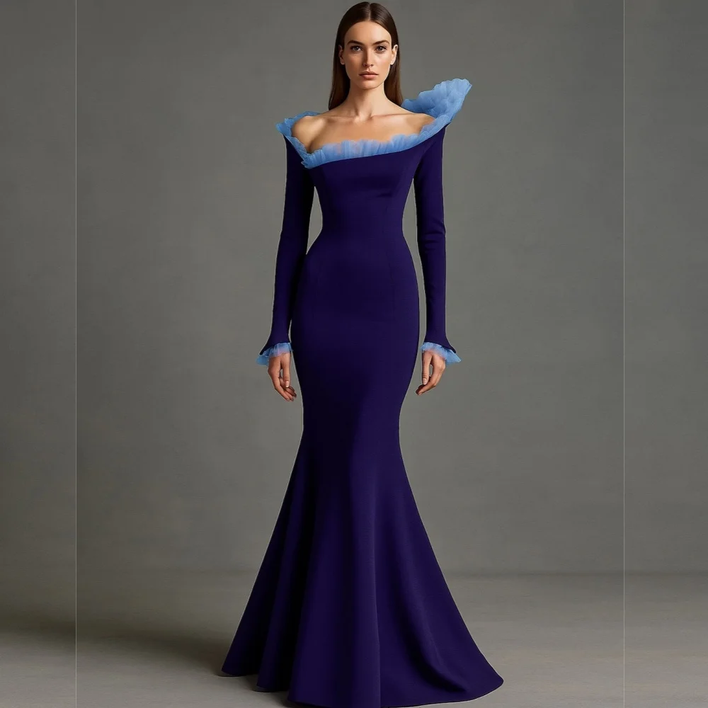 

Customized Pastrol Unisex Jersey Pleat Trumpet Off-the-shoulder Long Dresses Bespoke Occasion Classic