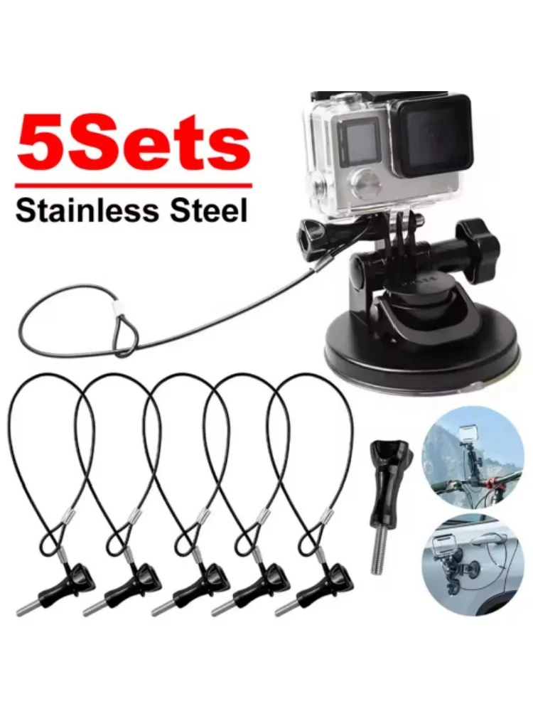 Lanière d'attache en acier inoxydable, sangle de sécurité, câble en acier inoxydable avec vis, corde courte, main de poignet universelle pour GoPro Insta360