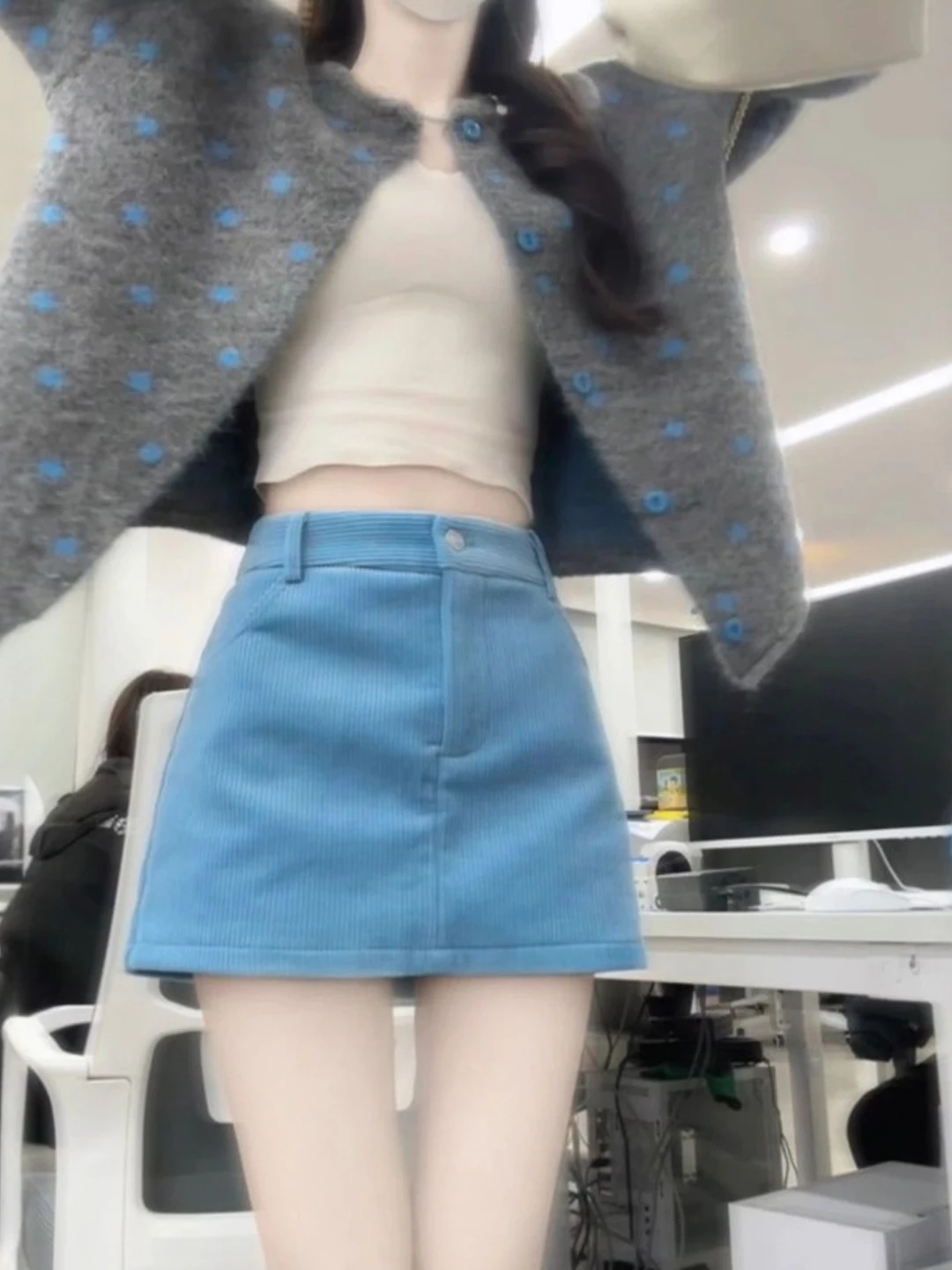 

Korean Sle Knitted Cardigan And Skirt Two-Piece Set Comfortable Spring Faion for Young Women High Waist ort Skirt