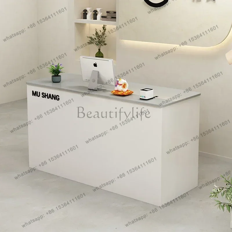 Factory Direct Sales Nordic Cream Style Reception Desks Modern Simple Design Groggery Counter Storage Outfit Salon Furniture Gui