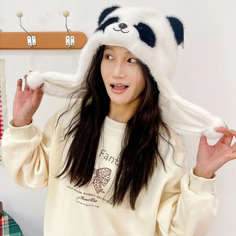 Marionnette à main en peluche Panda, Simulation douce, oreiller cervical en peluche, écharpe de 30cm, chapeau en peluche Parent-enfant
