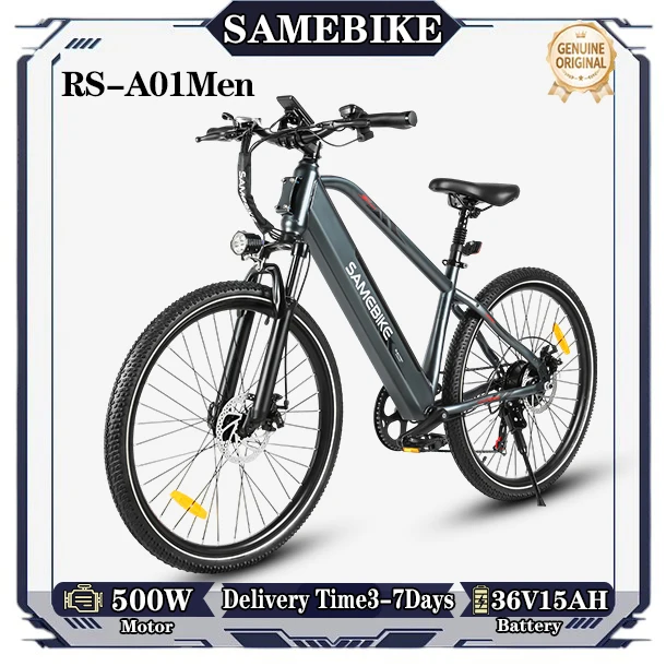 SAMEBIKE RS-A01Men1.0 E-bike 500W borstelloze motor 36V15AH lithium batterij E-bike 27,5 inch banden stadsfiets elektrische fiets voor volwassenen