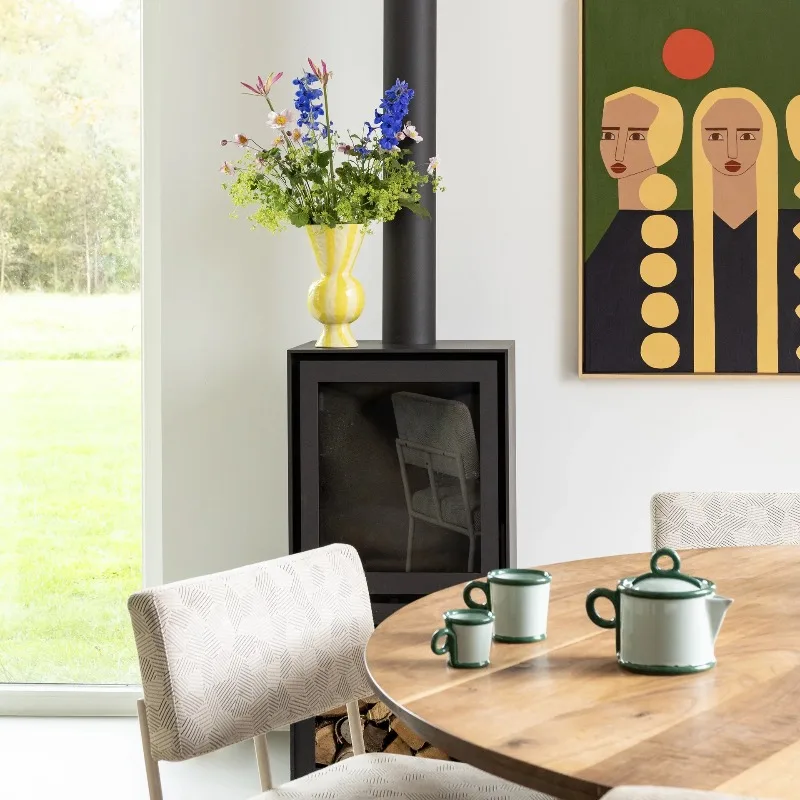 Design Home Handmade Painting Pottery Yellow Rhombus Vase