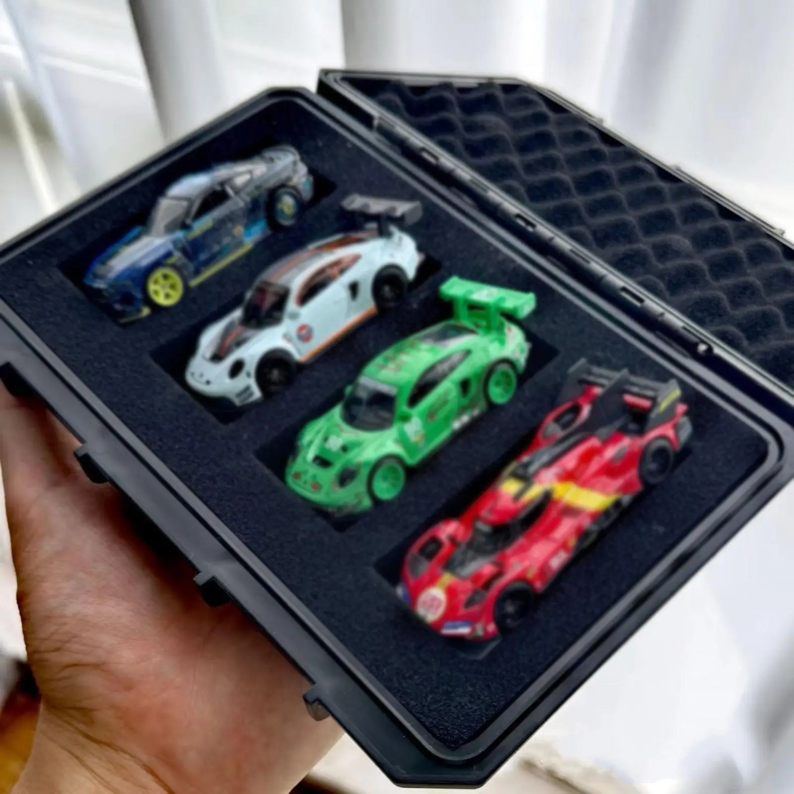 Car Model Display Cabinet Space Saving Storage Box for 1/64 Scale Diecast Cars with Precision Latch Seal