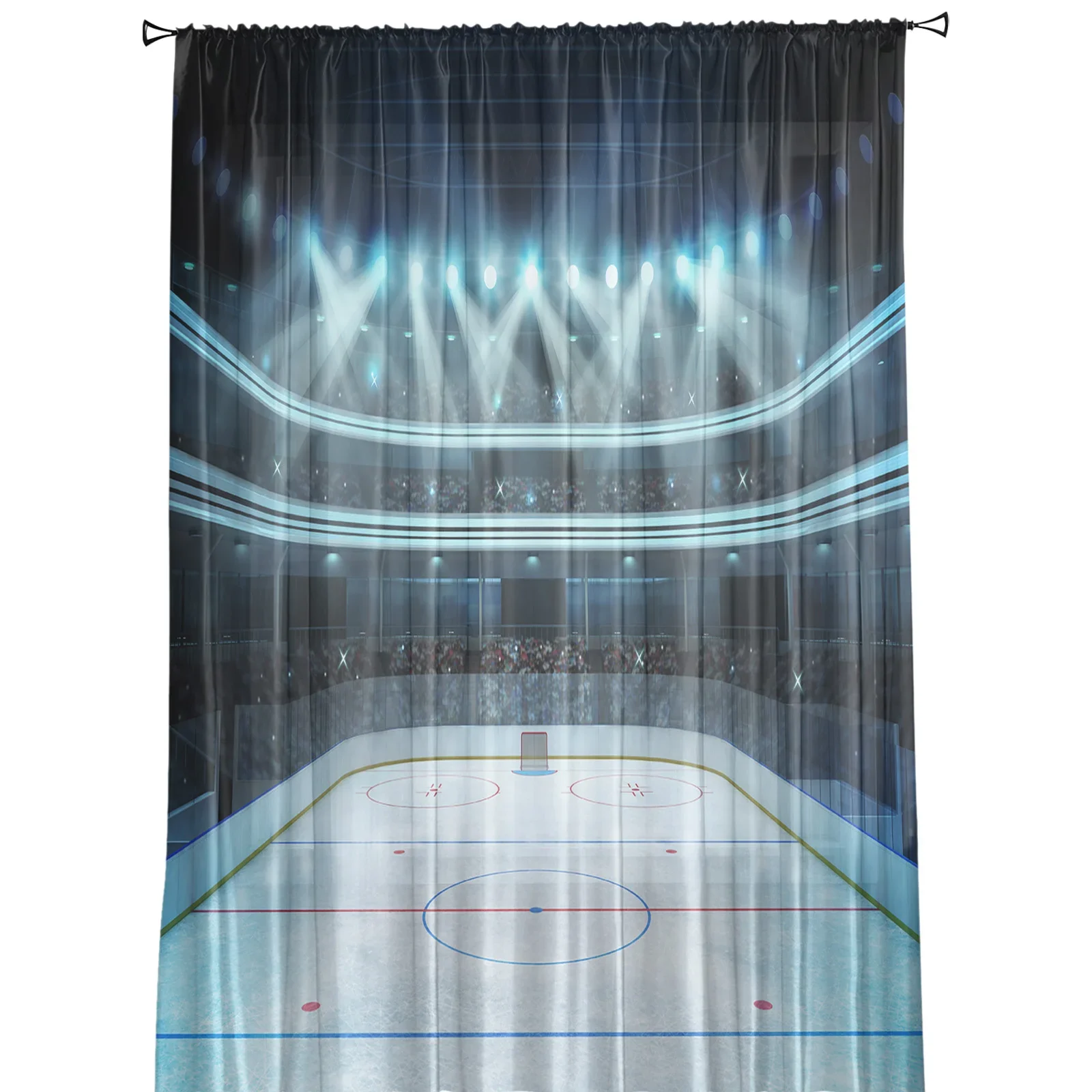 Ice Hockey Field Tulle Curtains For Living Room Bedroom Kitchen Decoration Chiffon Sheer Voile Window Curtains Transparent Drape