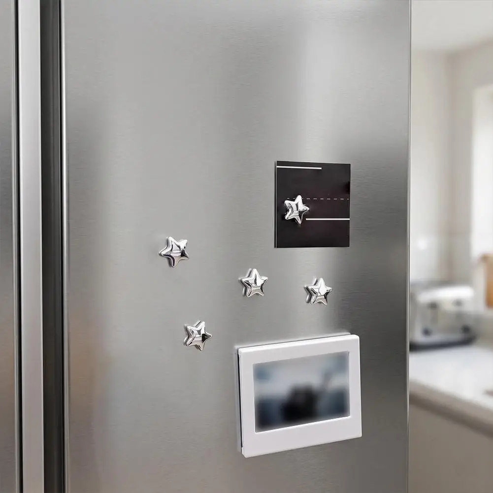 10/20PCS Aesthetic 3D Silver Star Magnets Metal Fridge Sticker For Refrigerator Whiteboard Photo Message Fixing Room Decor Gift view 4