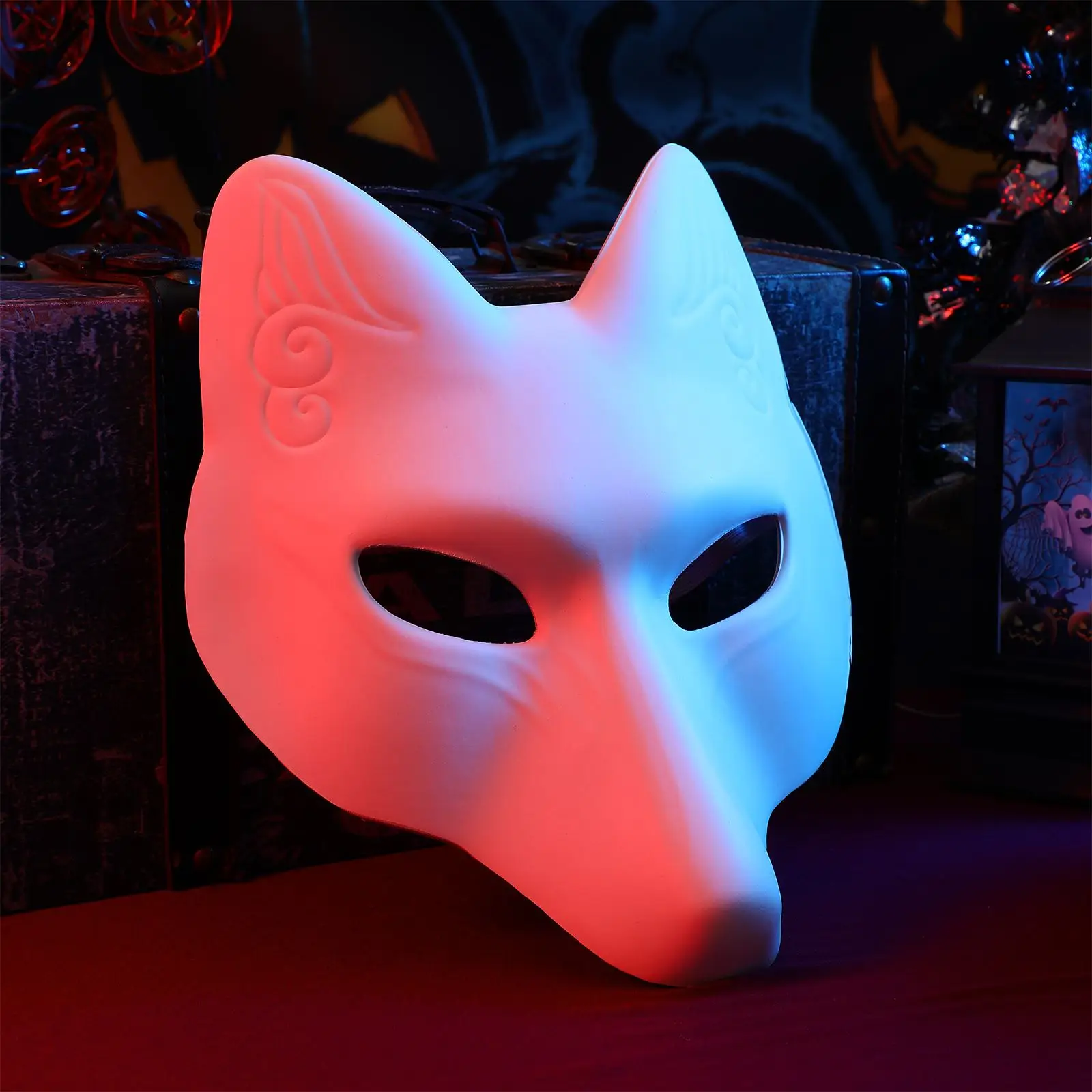 2023 Animal Masks Costume Fox Mask DIY Unpainted Mask White Blank Face Mask Animal Masks Costume Masquerade Fox Mask