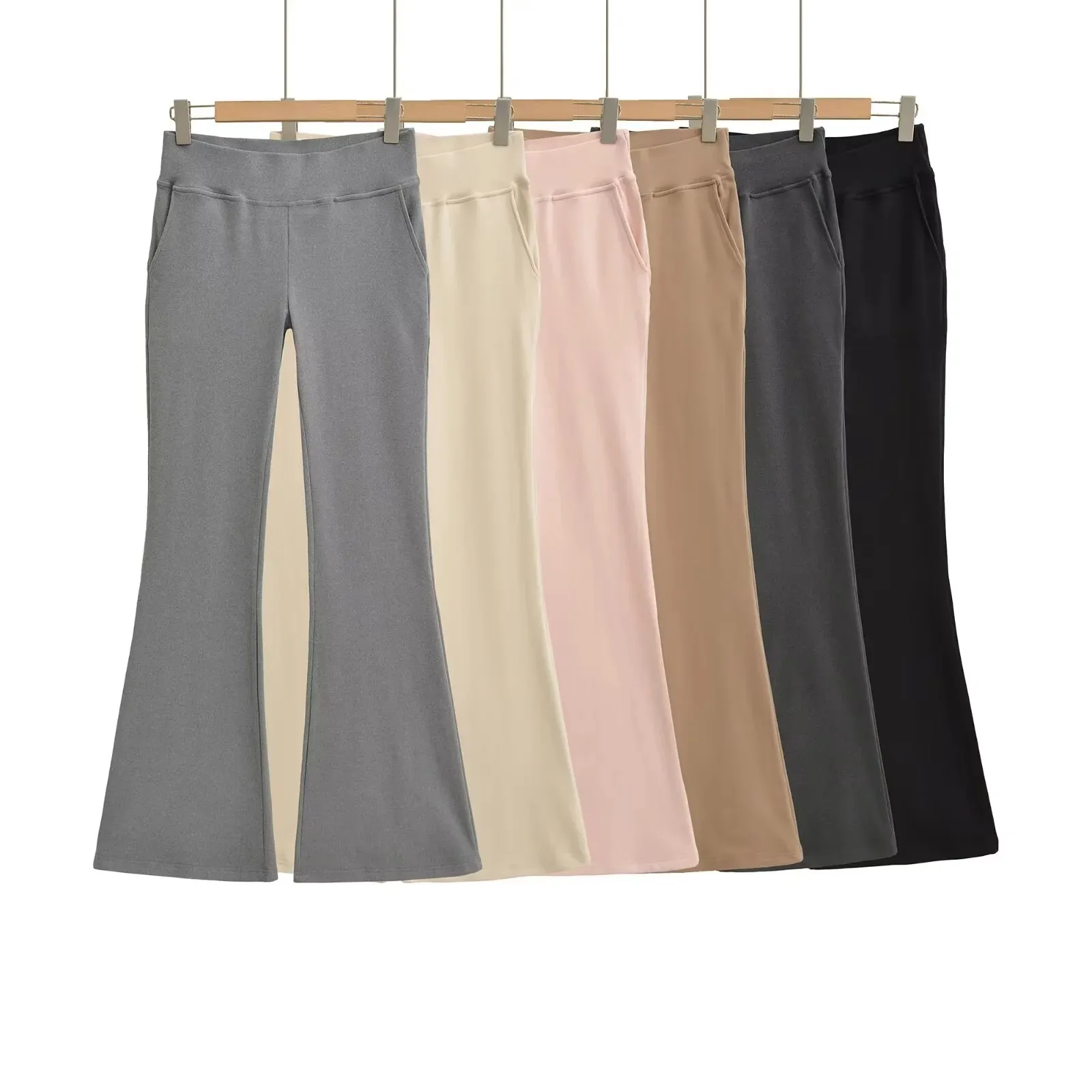 New Pure Desire Hot Girl Slim Fit Sports Yoga Flared Solid Color Pants High Waist Elastic Leg-Lengthening Thin Casual Pants CDS3