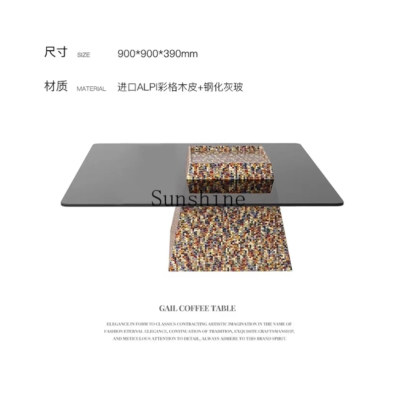 Italian round tempered glass coffee table combination living room home modern simple tea table