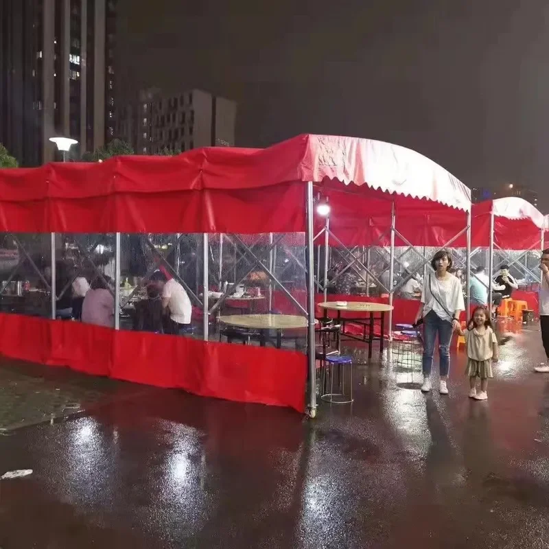 Mobile Push Pull Canopy Telescopic Shed Outdoor Stall Shading Rain Parking Awning Greenhouse Tent Warehouse Shelter