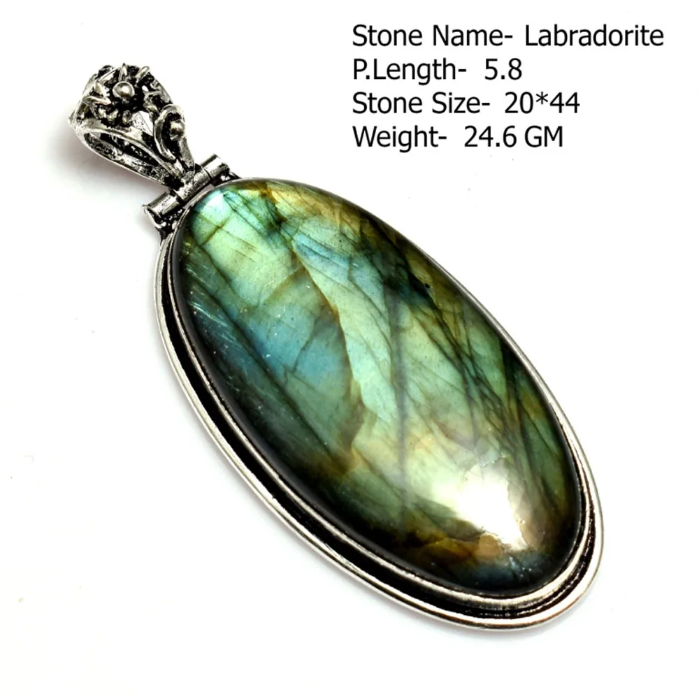 Genuine Sapphire Turquoise Emerald Agate Labradorite Jasper  Pendant