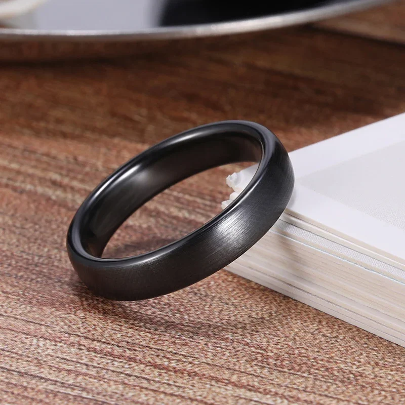 Unisex Black Brushed Ceramic Wedding Ring, Fashionable