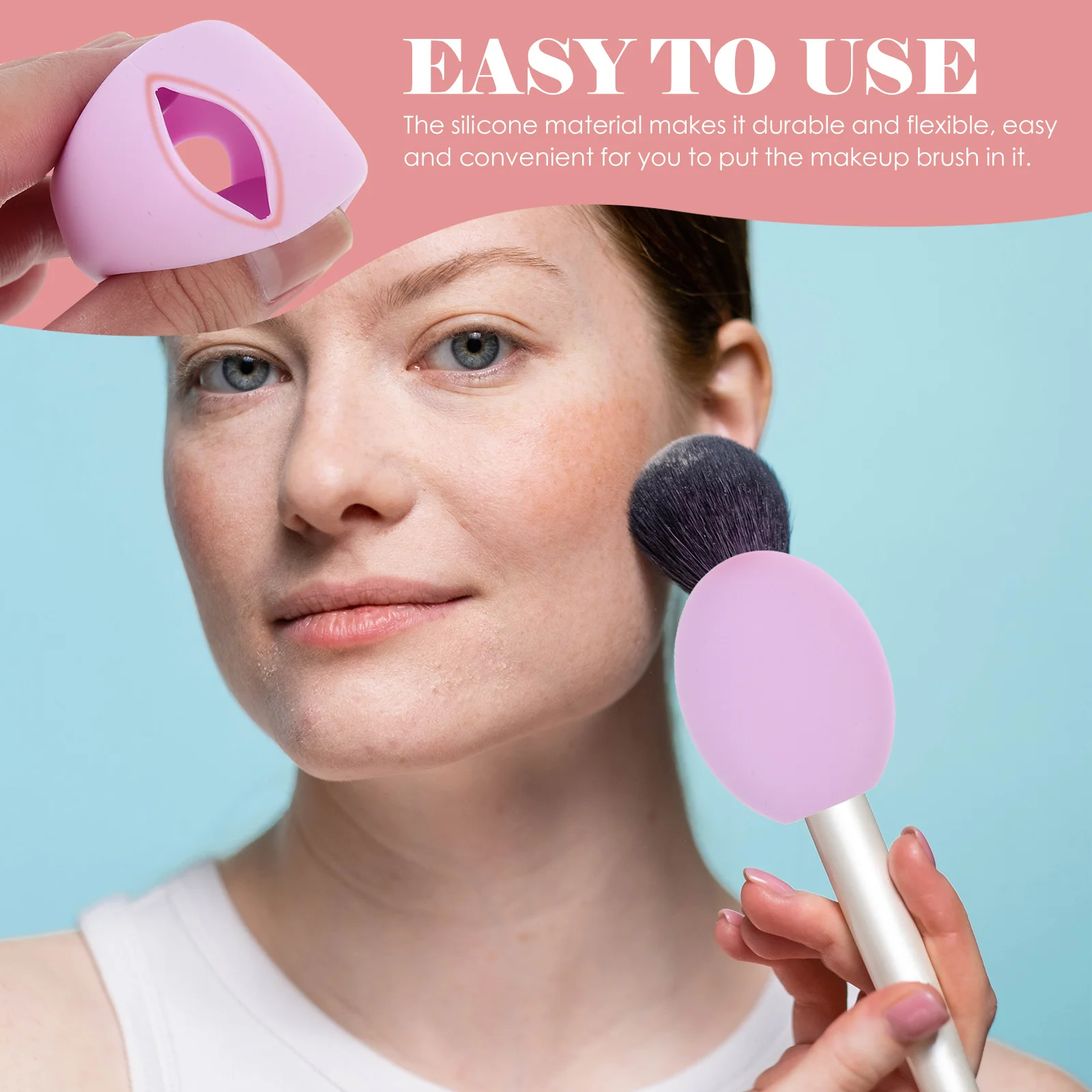 

6pcs Makeup Covers Silicone Protective Cover For Travel Home Office Use Makeup Cosmetics Brush Protector Holder