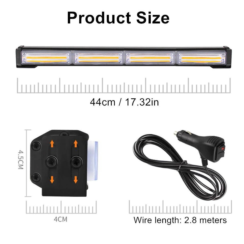 COB Police Signal Light LED Traffic Adviser Car Emergency Warning Strobe Lights Bar Yellow Red Blue Vehicle Flashing Lamp Beacon