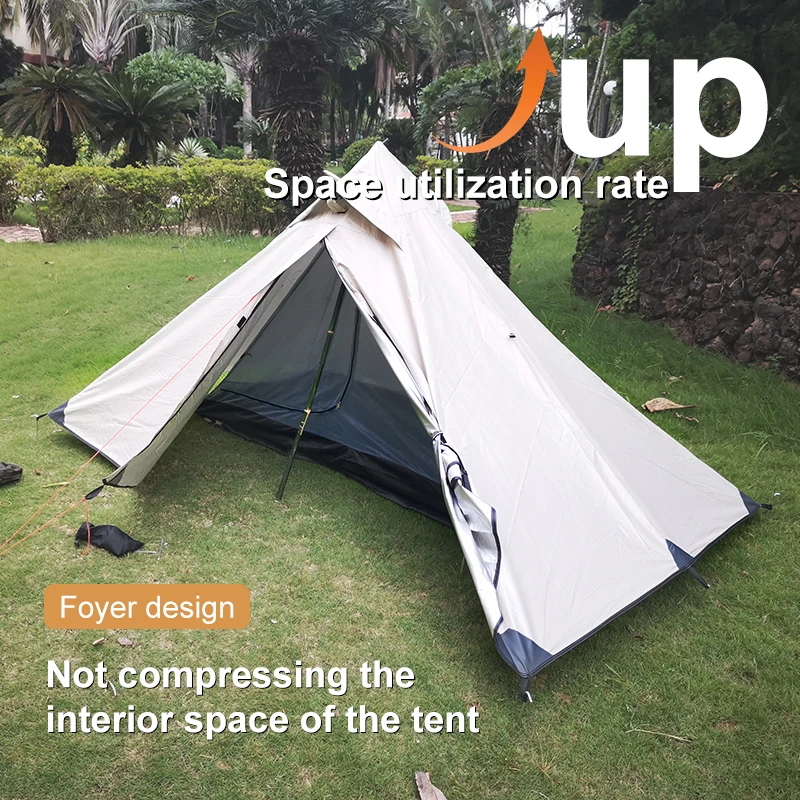 Ultralight 1-Person Camping Tent - 1 Trekking Pole Setup (Pole Not Included)，Spacious Hiking Tent with Inner & Outer Tent