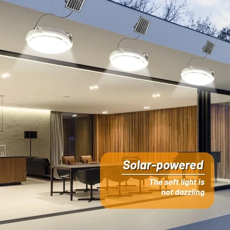 60/100/200W LED Solar Ceiling Lights Outdoor Waterproof Solar Light with Remote Control Corridor Garden Zero Power Consumption