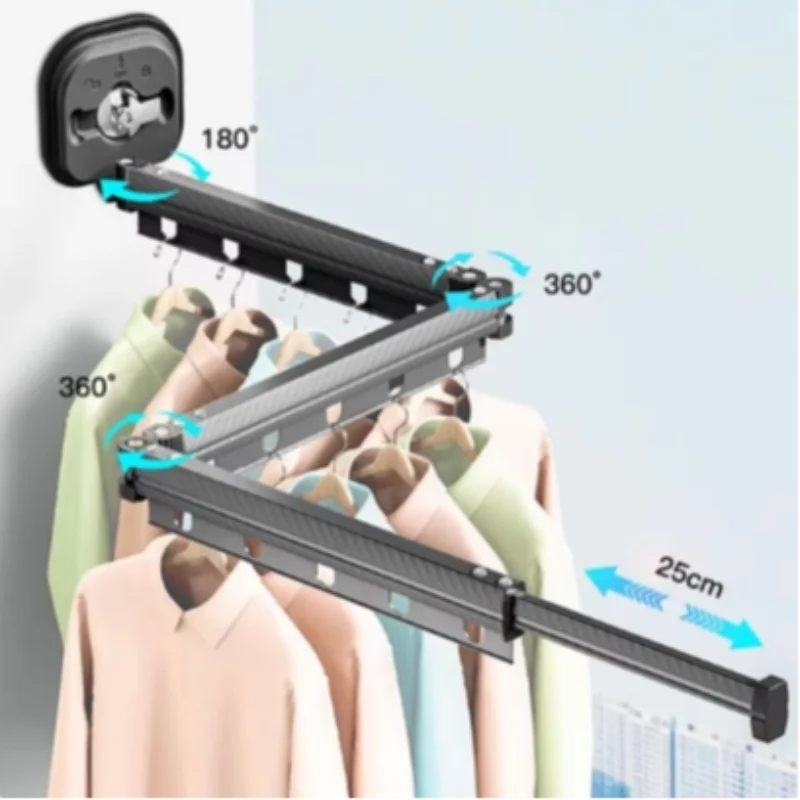 

Suction Cup Folding Clothes Rack Indoor Retractable Clothes Rack Space Saving Home Laundry Line Wall Hanging Clothes Rack