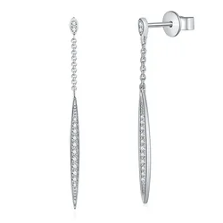100% 925 Sterling Silver Moissanite Diamond Long Drop Earrings For Women Wedding Engagement Party Fine Jewelry