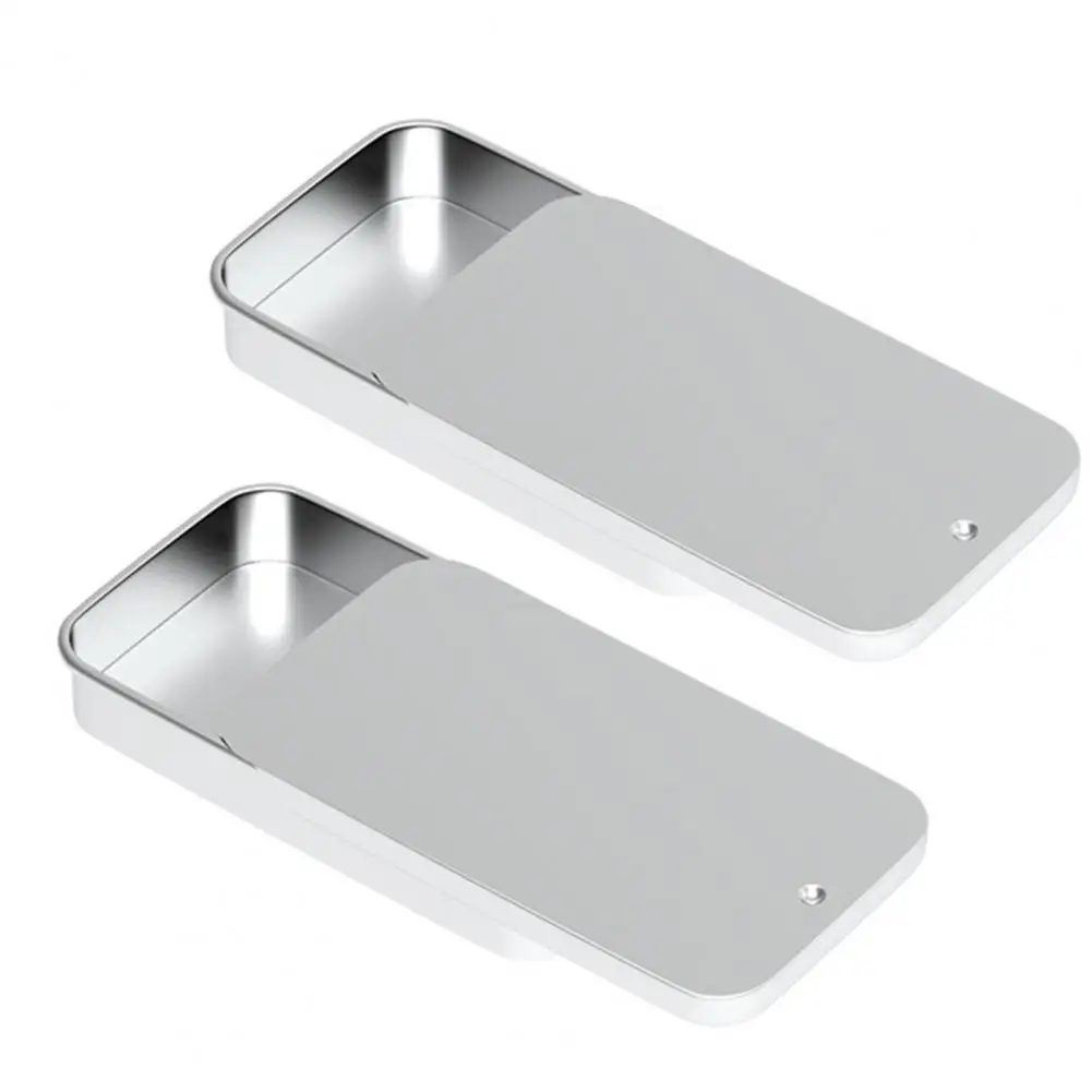 2Pcs Useful Pill Boxes  Lightweight 3 Colors Mini Tin Boxes  Empty Tin Box Storage Container Card Holder Boxes