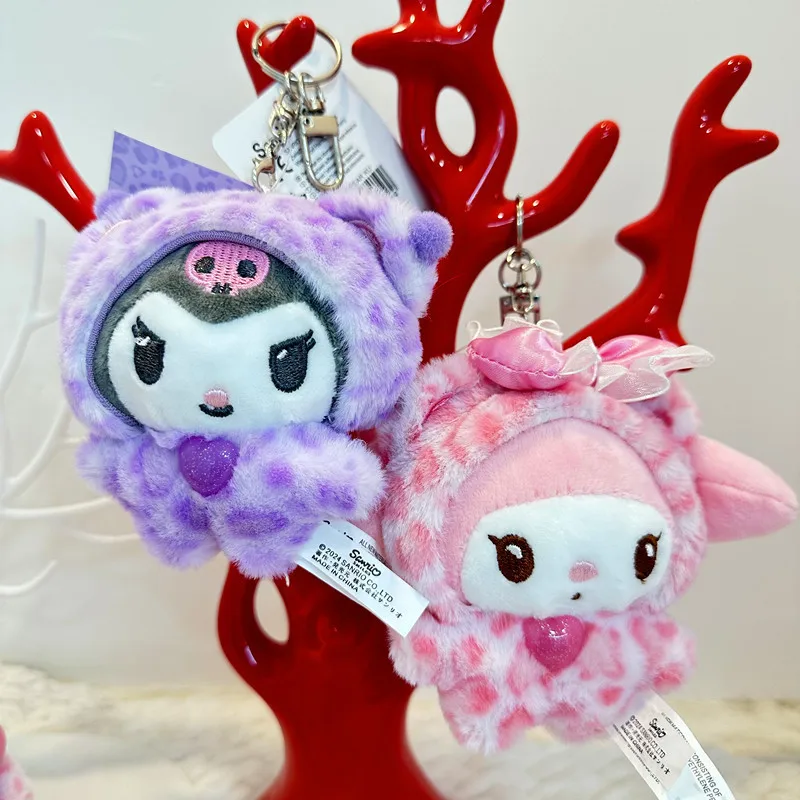 

Леопардовый принт медведь Sanrio Hello Kitty брелок Kuromi Cinnamoroll сумка кулон моя мелодия плюшевая кукла игрушки украшение подарок для девочки