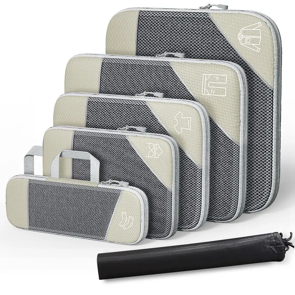 

Portable Compression Packing Cubes Compressible Underwear Luggage Storage Bags Set Visual Large Capacity