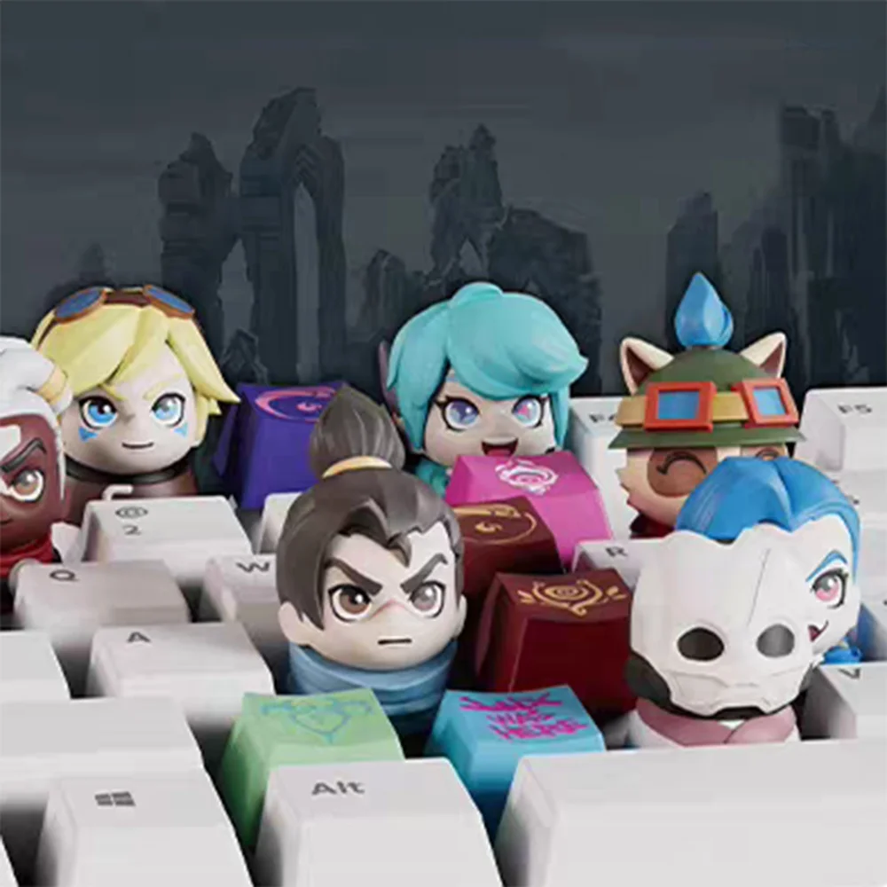 정품 리그 오브 레전드 키캡 만화 야스오 세라핀 티모 아리 기계식 키보드 키 DIY 교체 키캡 소녀 선물