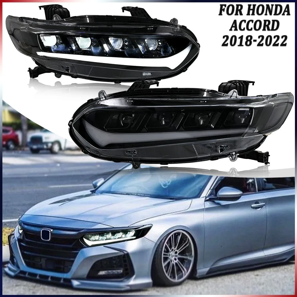 

2 шт. полностью светодиодные фары в сборе для Honda Accord 10-го поколения 2018-2022, передние фары, анимационные аксессуары для фар DRL