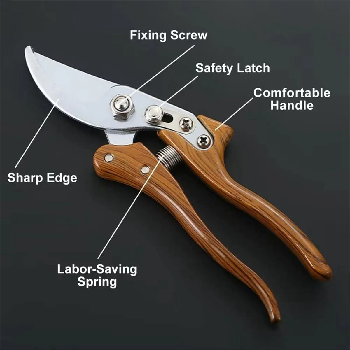 Garden Pruner Garden Clippers, Pruning Shears with Adjustable Thumb Lock, Hand Gardening Tools Pruners (Wood Grain)