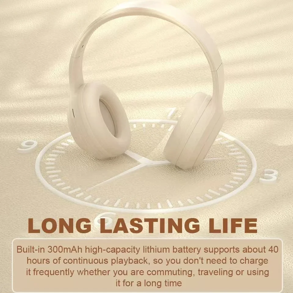 Wireless Bluetooth Headphones Over Ear HIFI Stereo Headsets Noise Reduction Sports Gaming Earphones Music Player with Mic gifts